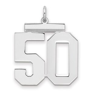 Sterling Silver, Athletic Collection, Large Polished Number 50 Pendant
